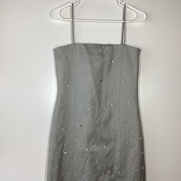 Stine Goya Aly Crystal Clusters Rhinestone Sleeveless Gray Midi Dress XXS - Picture 5 of 16